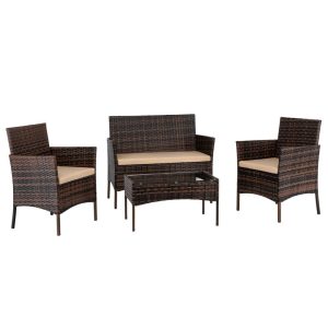 4 Pieces Patio Dining Chair Set Outdoor Conversation Set